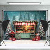 Lofaris Schneebedeckt Kiefer Wald Essen Auto Geschenk Weihnachten Hintergrund