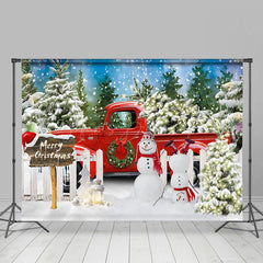 Lofaris Schneebedeckt Kiefer Baum Wald Rot LKW Weihnachten Hintergrund