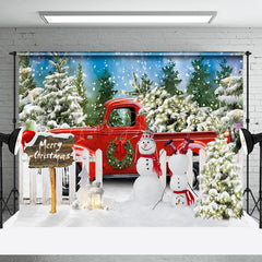 Lofaris Schneebedeckt Kiefer Baum Wald Rot LKW Weihnachten Hintergrund