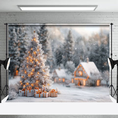 Lofaris Schneebedeckt Ländlich Haus Wald Bäume Weihnachten Hintergrund