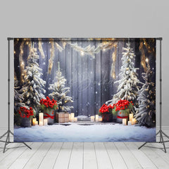 Lofaris Schneebedeckt Szene Kerze Licht Winter Wunderland Hintergrund