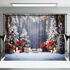 Lofaris Schneebedeckt Szene Kerze Licht Winter Wunderland Hintergrund