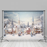 Lofaris Schneebedeckt Stadt Bäume Feld Winter Weihnachten Hintergrund