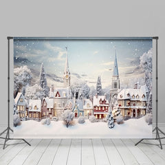 Lofaris Schneebedeckt Stadt Bäume Feld Winter Weihnachten Hintergrund