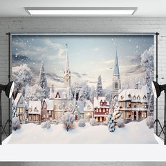 Lofaris Schneebedeckt Stadt Bäume Feld Winter Weihnachten Hintergrund