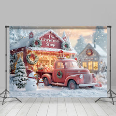 Lofaris Schneebedeckt Bäume Weihnachten Geschäft LKW Schneemann Hintergrund