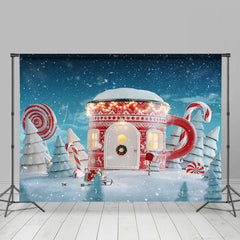 Lofaris Schneebedeckt Wild Feld Teetasse Haus Weihnachten Hintergrund