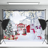 Lofaris Schneebedeckt Wild Wald Schneemann Fröhlich Weihnachten Hintergrund