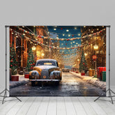 Lofaris Schneebedeckt Winter Straße Auto Festlich Weihnachten Hintergrund