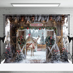 Lofaris Schneebedeckt Aus Holz Ren Fahrbahn Weihnachten Stimmung Hintergrund