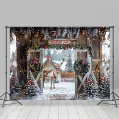 Lofaris Schneebedeckt Aus Holz Ren Fahrbahn Weihnachten Stimmung Hintergrund