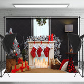 Lofaris Socken Schwarz Wand Kerze Weihnachten Foto Hintergrund
