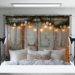 Lofaris Weich Weiß Bett Retro Aus Holz Wand Weihnachten Hintergrund