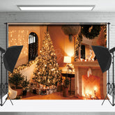 Lofaris Süß Heim Licht Weihnachten Baum Kamin Hintergrund