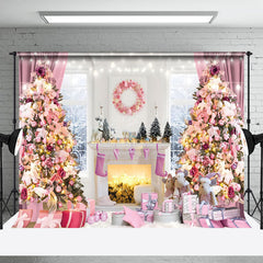 Lofaris Süß Pinky Weihnachten Bäume Licht Glücklich Urlaub Hintergrund