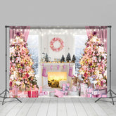 Lofaris Süß Pinky Weihnachten Bäume Licht Glücklich Urlaub Hintergrund
