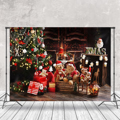 Lofaris Teddy Tragen Dunkel Braun Aus Holz Haus Weihnachten Hintergrund