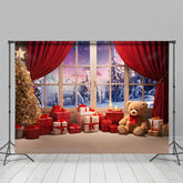 Lofaris Teddy Tragen Fenster Vorhang Aurora Weihnachten Hintergrund
