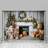 Lofaris Teddy Tragen Holz Wand Kamin Weihnachten Hintergrund