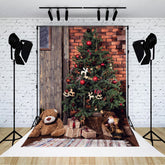 Lofaris Spielzeug Weihnachten Baum Retro Ziegel Wand Foto Hintergrund