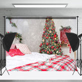 Lofaris Bäume Schneebedeckt Weihnachten Stimmung Schlafzimmer Szene Hintergrund