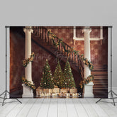 Lofaris Jahrgang Braun Weihnachten Stimmung Treppe Foto Hintergrund