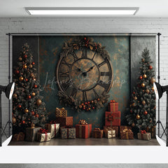Lofaris Jahrgang Grün Wand Uhr Baum Weihnachten Hintergrund