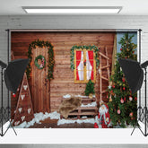 Lofaris Jahrgang Aus Holz Treppe Weihnachten Fotografie Hintergrund
