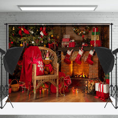 Lofaris Warm Kamin Stuhl Grün Weihnachten Hintergrund