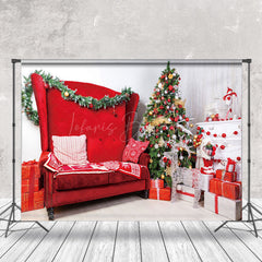 Lofaris Warm Drinnen Rot Sofa Baum Geschenk Kasten Weihnachten Hintergrund
