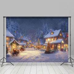 Lofaris Warm Licht Haus Schneebedeckt Nacht Weihnachten Stimmung Hintergrund