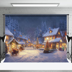 Lofaris Warm Licht Haus Schneebedeckt Nacht Weihnachten Stimmung Hintergrund