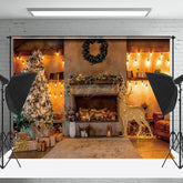 Lofaris Warm Licht Retro Kamin Weihnachten Baum Hintergrund