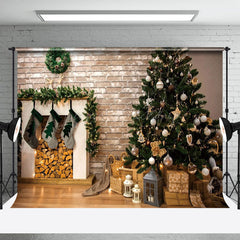 Lofaris Warm Protokoll Stil Bäume Kamin Weihnachten Hintergrund