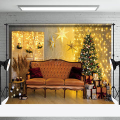 Lofaris Warm Gelb Licht Zimmer Sofa Bäume Weihnachten Hintergrund