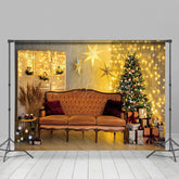 Lofaris Warm Gelb Licht Zimmer Sofa Bäume Weihnachten Hintergrund