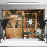 Lofaris Willkommen Aus Holz Tür Girlande Weihnachten Foto Hintergrund