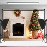 Lofaris Weiß Ziegel Wand Girlande Dekoration Weihnachten Hintergrund