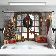 Lofaris Weiß Ziegel Wand Innere Weihnachten Foto Hintergrund