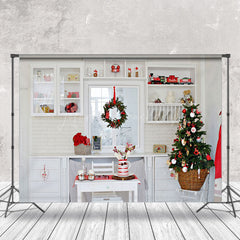 Lofaris Weiß Schrank Kranz Winter Fenster Weihnachten Hintergrund