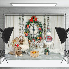 Lofaris Weiß Vorhang Weihnachten Puppen Kranz Foto Hintergrund