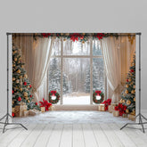 Lofaris Weiß Vorhang Weihnachten Bäume Fenster Szene Hintergrund