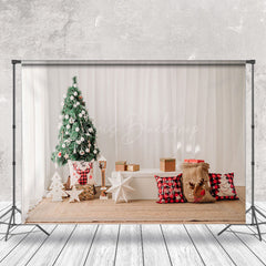 Lofaris Weiß Vorhang Bäume Tatami Kissen Weihnachten Hintergrund