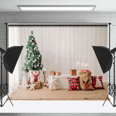 Lofaris Weiß Vorhang Bäume Tatami Kissen Weihnachten Hintergrund