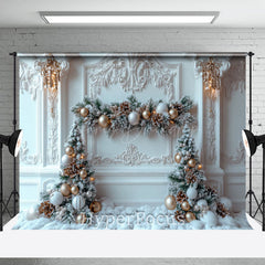 Lofaris Weiß Gold Luxus Wand Schneebedeckt Kiefer Blätter Hintergrund