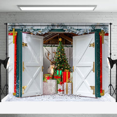 Lofaris Weiß Grün Rot Tür Elch Baum Geschenk Weihnachten Hintergrund