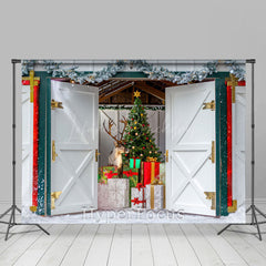 Lofaris Weiß Grün Rot Tür Elch Baum Geschenk Weihnachten Hintergrund