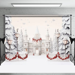 Lofaris Weiß Luxus Schloss Bäume Schneebedeckt Weihnachten Hintergrund