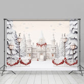 Lofaris Weiß Luxus Schloss Bäume Schneebedeckt Weihnachten Hintergrund