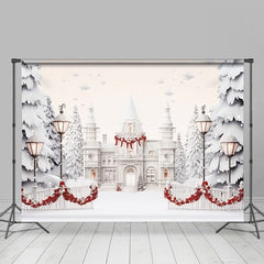 Lofaris Weiß Luxus Schloss Bäume Schneebedeckt Weihnachten Hintergrund